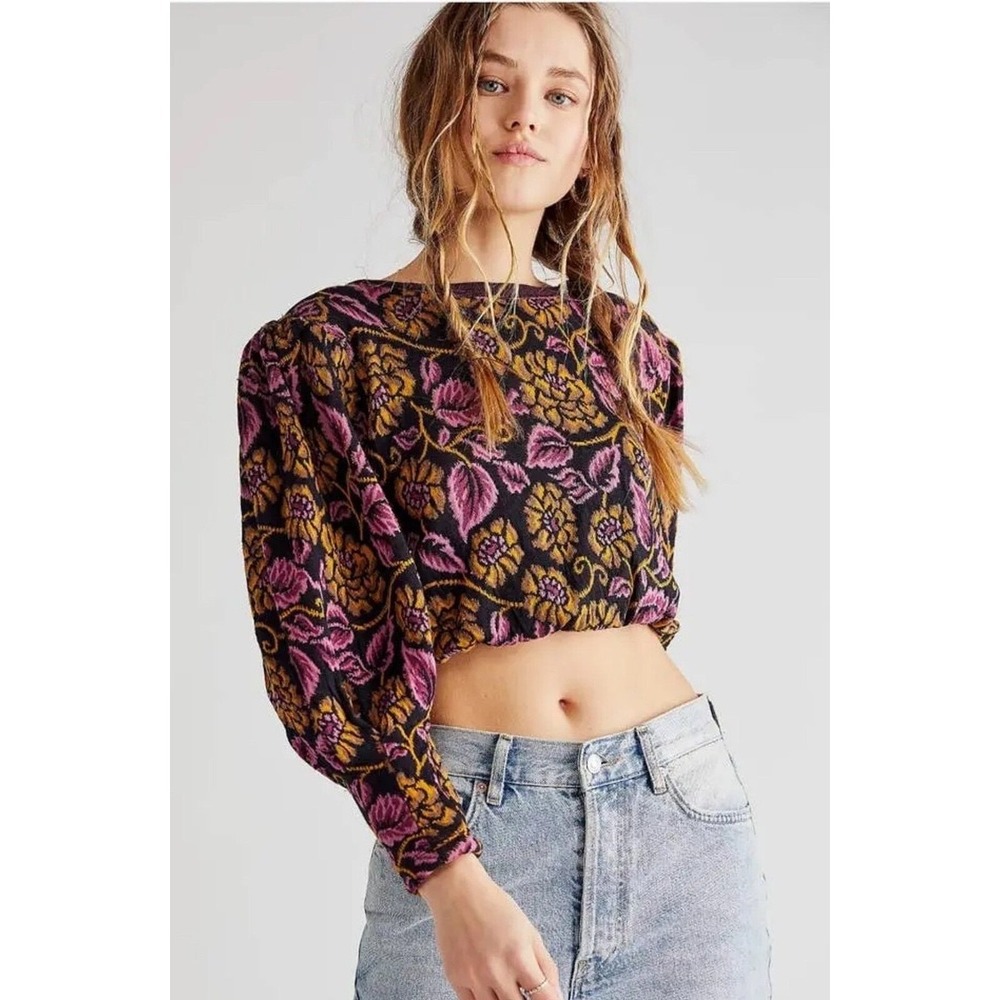 Free People No Ordinary Top Tapestry Print Long Sleeve Size‎ XS